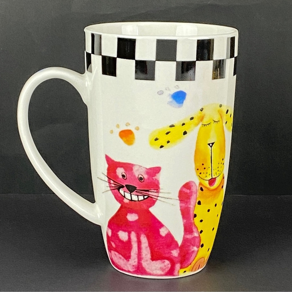 Mayfair & Jackson Cat and Dog Coffee Mug 16-18 oz Tall Colourful - Picture 2 of 7
